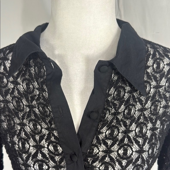 Anne Fontaine Melissa Black Lace Blouse Size 4 - Picture 7 of 12